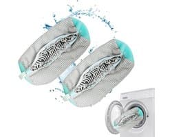 Schoenwaszakken - Grijs - 2 stuks - Duurzaam Polyester met 360° Reinigingsfleece - Voor Sneakers en Kleding