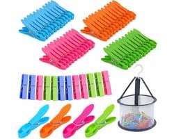 Wasknijpers 60 stuks - winddicht - afdrukvrij plastic - ideaal voor waslijnen - ShopVlot