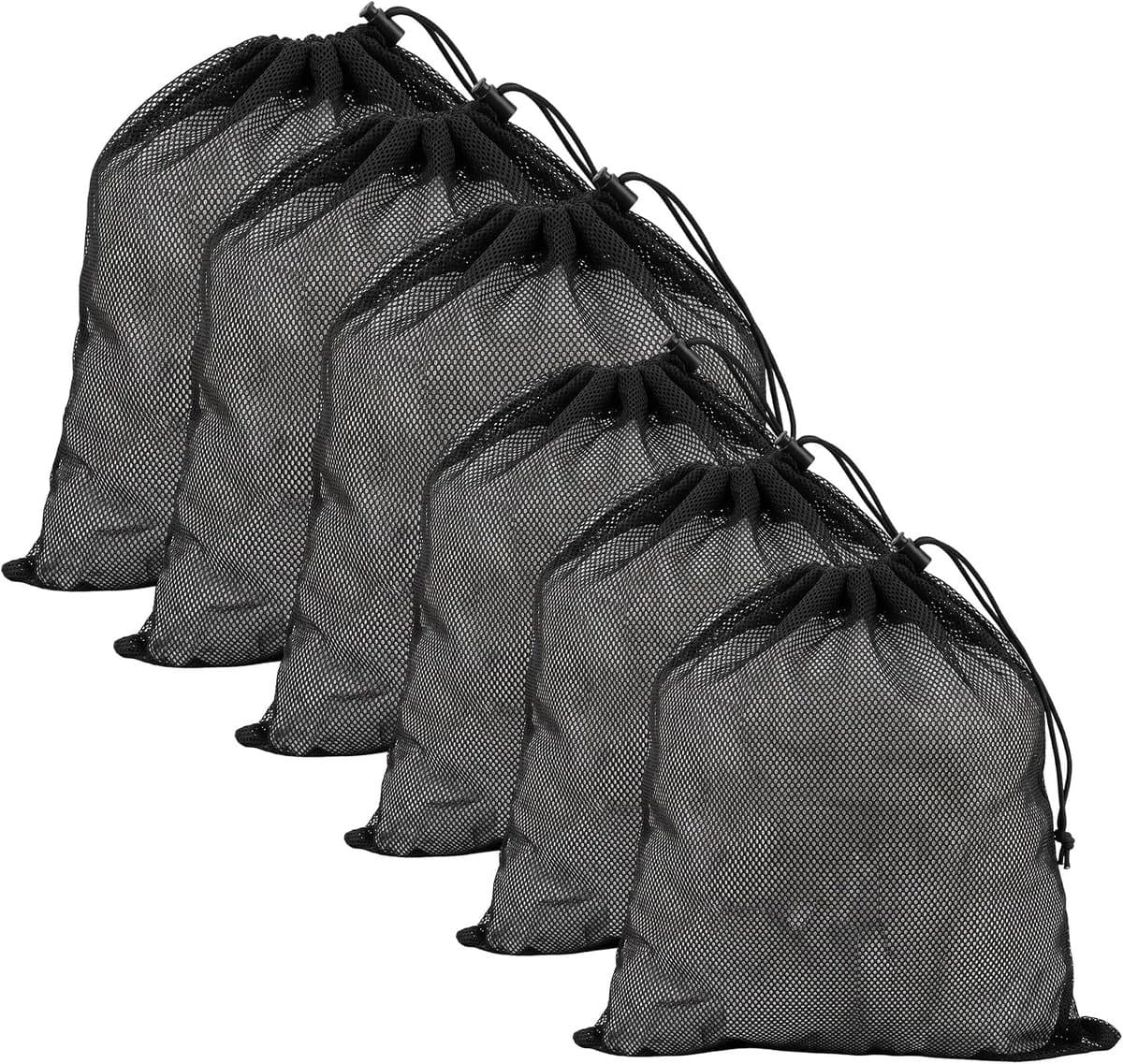 6 Pack Mesh Waszakken met Trekkoord, 60x50cm & 90x70cm Zwarte Sterke Polyester Waszakken voor Kleding, Ondergoed en Sokken — afbeelding 1