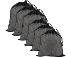 6 Pack Mesh Waszakken met Trekkoord, 60x50cm & 90x70cm Zwarte Sterke Polyester Waszakken voor Kleding, Ondergoed en Sokken