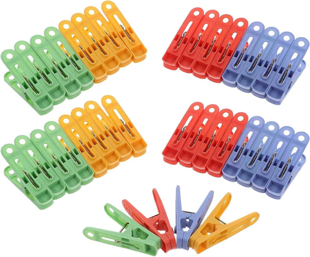 Wasknijpers - Klemmen Clips - Was Drogen - Antislip Grip - 60 stuks - Meerkleurig — afbeelding 1