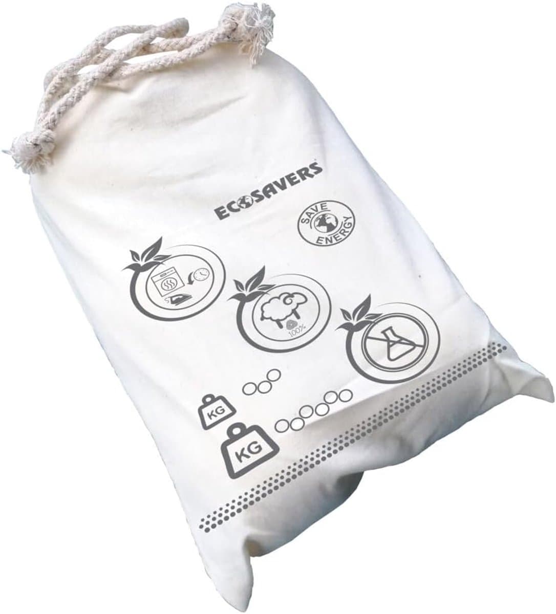 SnelShoppen - EcoSavers Wasdrogerballen 6 Stuks - 100% Schapenwol Drogerballen - 7 cm - Natuurlijke Drooghulp voor Sneller Drogen van Kleding en Handd — afbeelding 1