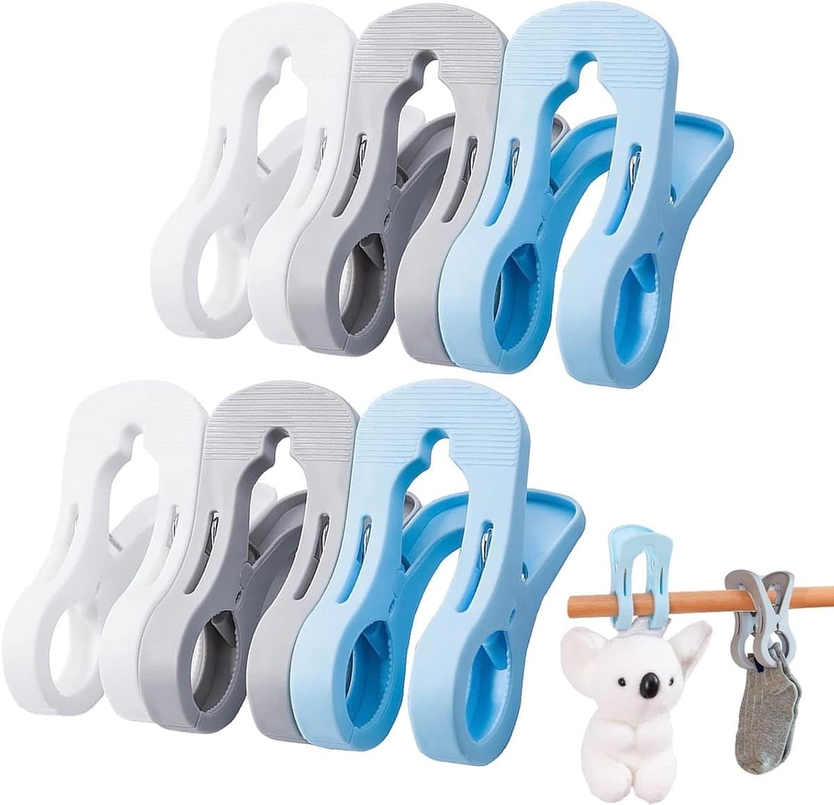 Grote kunststof wasknijpers, 6 stuks, ideaal voor strandhanddoeken, antislip en winddicht, perfect voor dekens en sprei — afbeelding 1