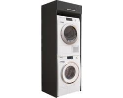 Interiax WASHWALL 'Mary' Wasmachine Ombouwkast Antraciet - Ombouw Meubel voor Droogkast - Met opbergkast - 200x67.5x67.5 cm