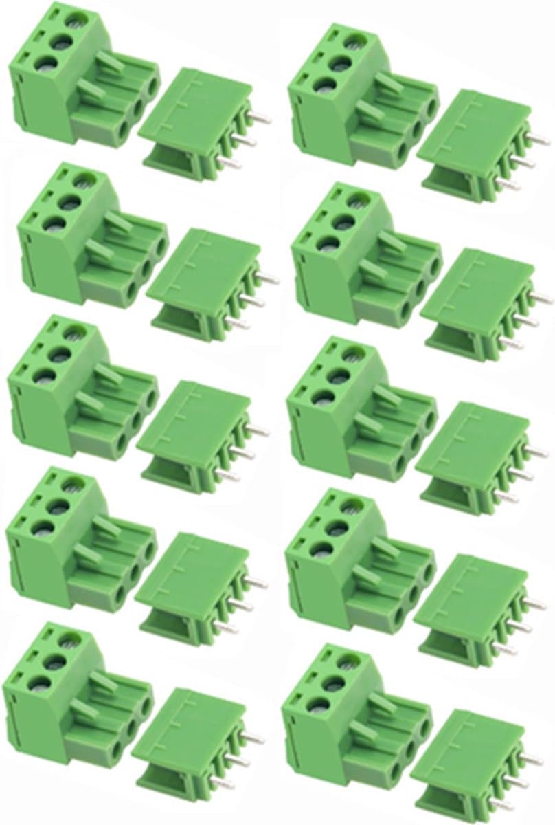 Schroef terminal 3pin 2-delig recht KF2EDG 5.08 - 10 stuks — afbeelding 1
