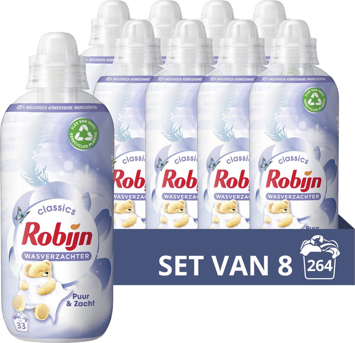 Robijn Classics Puur & Zacht Wasverzachter - 8 x 33 wasbeurten - Voordeelverpakking — afbeelding 1