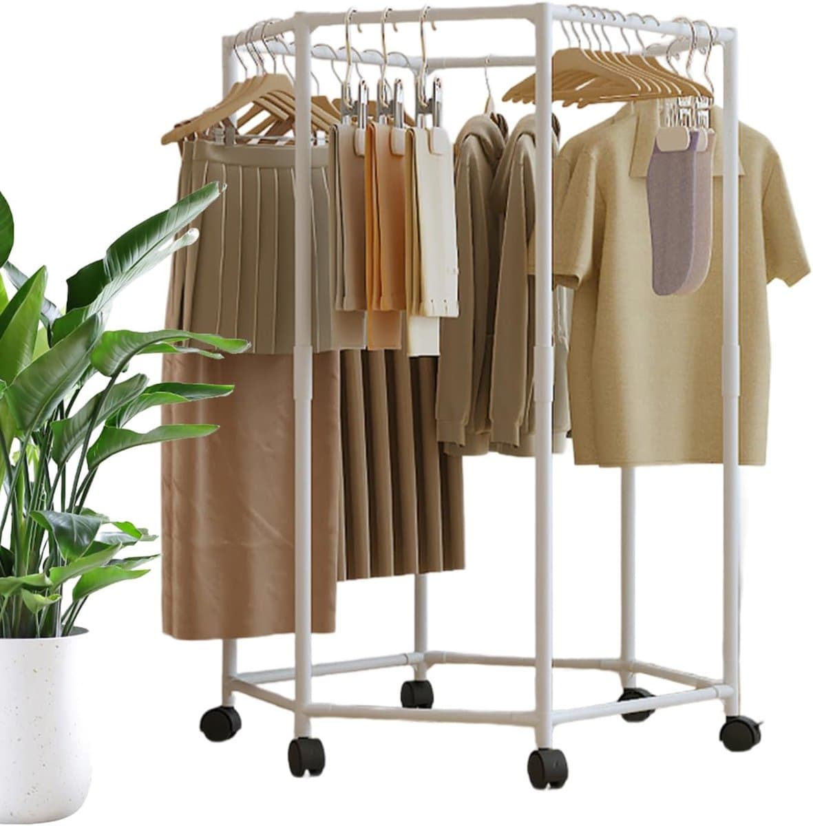 Droogrek Kleding - Kledinghanger Hangend - Ruimtebesparend Droge - Zeshoekig Ontwerp - 11x16x11cm - Wit — afbeelding 1