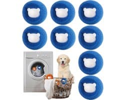 Haarverwijderingsmachine met 8 haarvangers, herbruikbare anti-haarballen, verwijdert effectief kattenhaar, hondenhaar en ander haar van beddengoed en kleding (blauw)