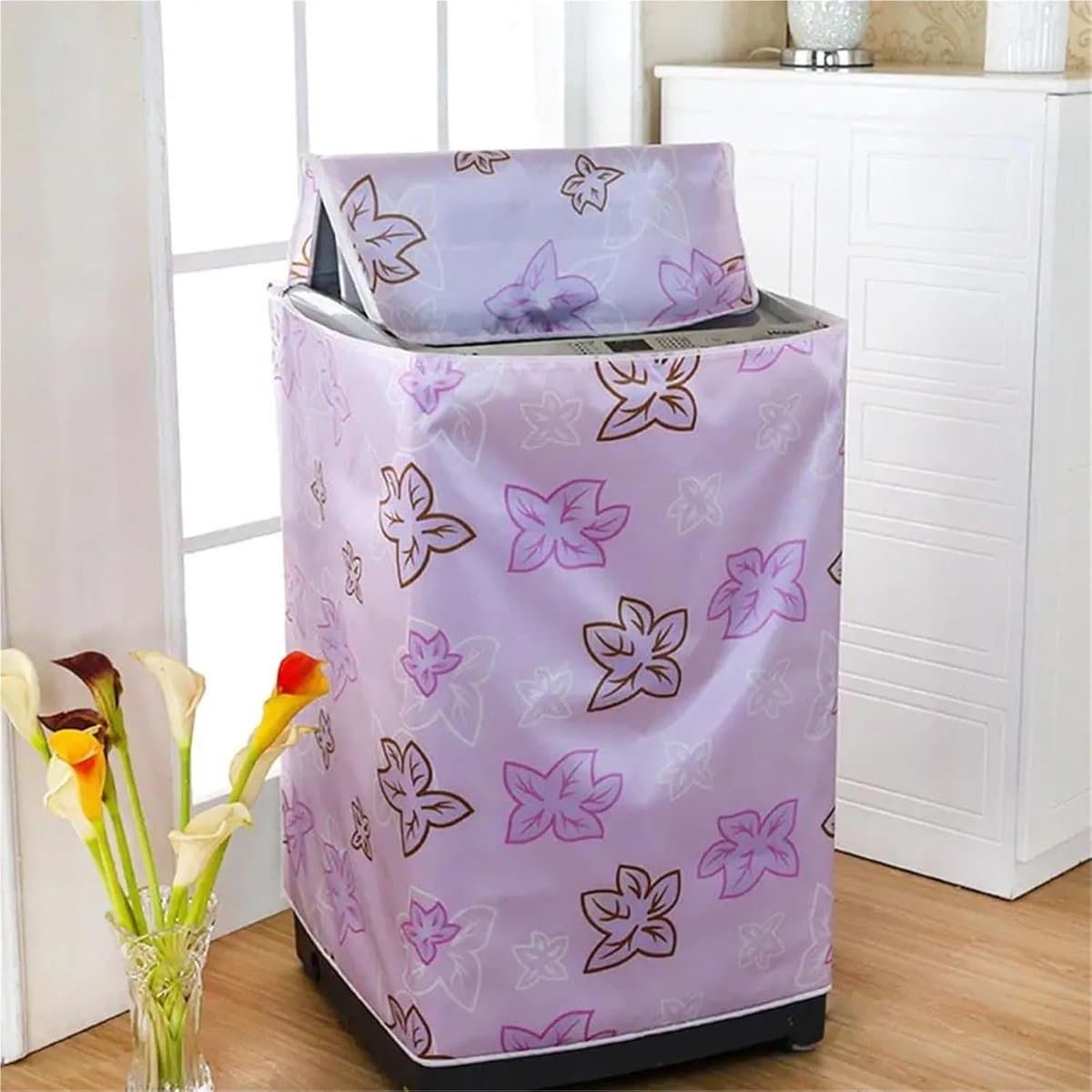 Wasmachinekap Beschermhoes - Dubbele Trommel Cover - Thuisgebruik Bescherming - Automatische Opening - 55x58x87cm - Diepblauw — afbeelding 1