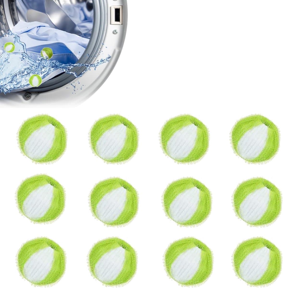 12 x Haarvanger wasmachine, Anti-haar wasmachine, Huisdierhaarreiniger, Bal anti-haar wasmachine, Herbruikbare haarvanger wasmachine, Schoon haar, Groen — afbeelding 1
