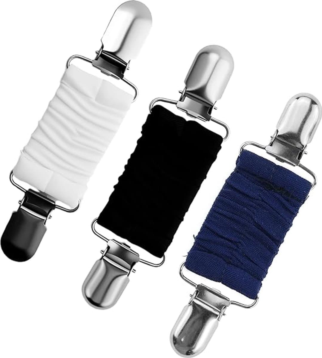 Vestclip in 3 verschillende kleuren, verstelbare elastische clip, elastische kledingclips met band, elastische jurkclips, vintage truiclips, voor kleding, truien — afbeelding 1