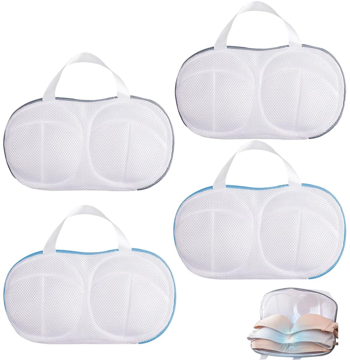 BRENZOOS- Beha-beschermhoezen 4 stuks - Wasnet voor wasmachine - Beha-houder - Ondergoedbescherming - Netstof voor kleding - Verborgen ritssluiting — afbeelding 1
