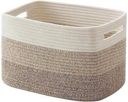 Katoenen Opbergmand 65L - Rechthoekige Wasman - Gevlochten Mand voor Dekens, Speelgoed & Was - 100% Natuurlijk & Veilig - Woonkamer & Babykamer - Bruin