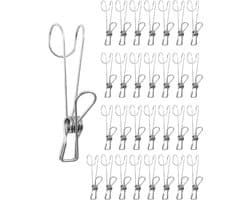 Allecto - Roestvrijstalen Waslijnknijpers - 12-Delige Set - Zilverkleurig - Stevig - Roestvrij - Kleding - Geschikt voor Waslijn - Zilver ® 12-delige roestvrijstalen waslijnknijpers - stevig en roestvrij voor het drogen van kleding en meer.
