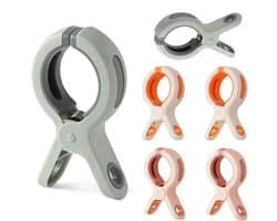 Dailygoods- Knijpers Jumbo Formaat - Handdoekclips Winddicht - Handdoekklemmen Strandstoelen - Antislip Rubberen Afdichtingen - 6 Stuks - Geschikt voor Beddengoed en Wasgoed