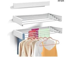 RFWR® Uittrekbare en opvouwbare wanddroogrek - Ruimtebesparend ontwerp met 30 kg draagvermogen - Modern en stijlvol