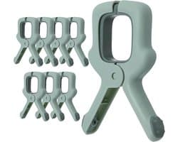 Plastic strandlakenklemmen - 8 stuks - Stevige kunststof wasknijpers - Grote winddichte kledingklemmen - Antislip - Winddichte handdoekklemmen - Geschikt voor ligbedden / zwembadstoelen / dekenklemmen - Groente — afbeelding 1
