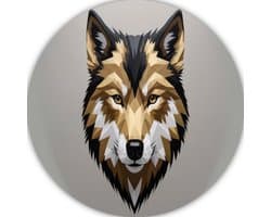 Wolf muurcirkel, Animal wandcirkels, Rond schilderij Geometrisch, Muurdecoratie industrieel, Rond schilderij, Kunst muurcirkel forex 80x80 cm