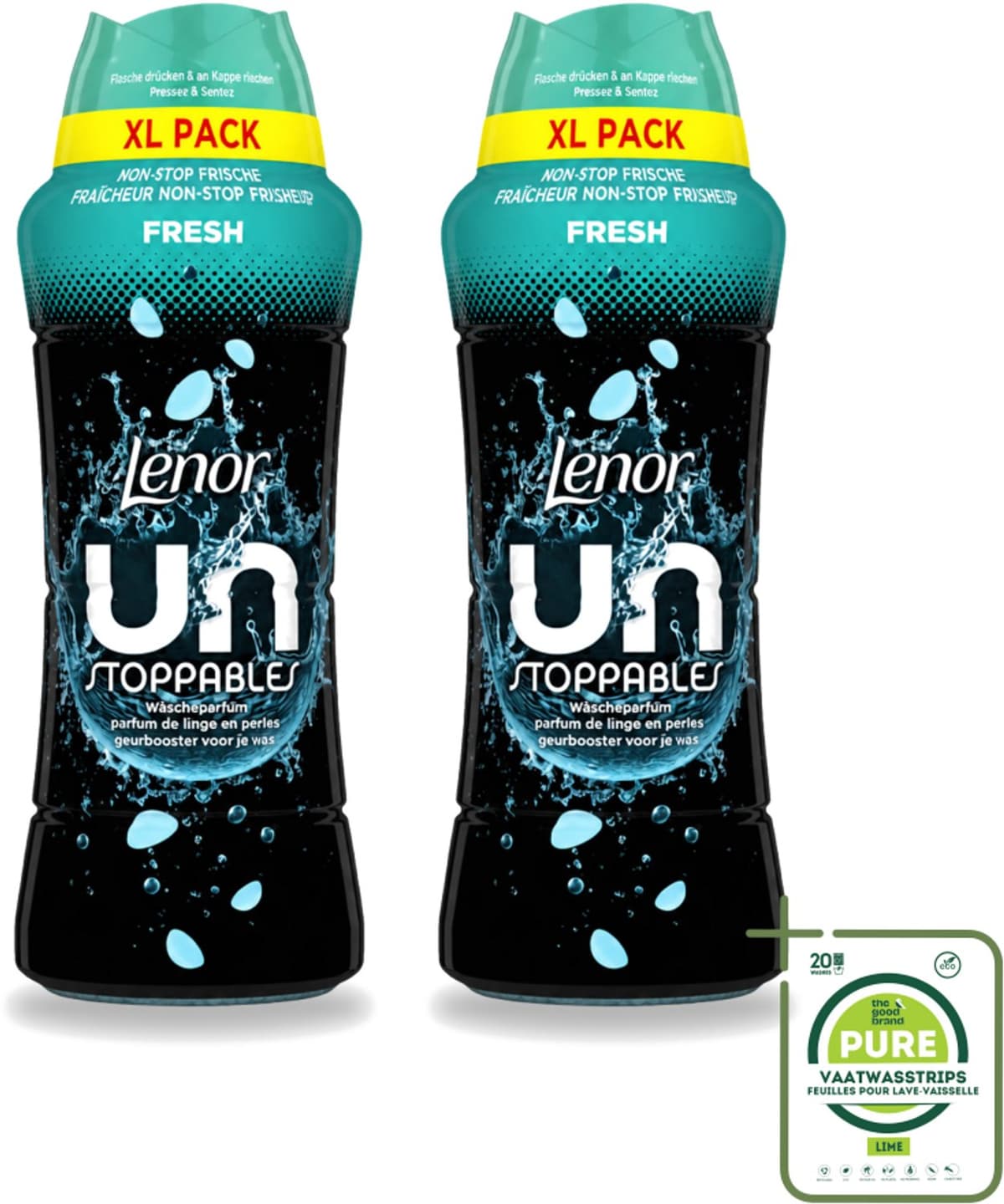 2 x Lenor Unstoppables - Geurbooster - Fris - Non-Stop Frisheid - Grootverpakking - Grootverpakking - Vaatwasstrips - Geurbooster - Frisheid - Wasgeur - Citrusgeur - Fruitgeur — afbeelding 1