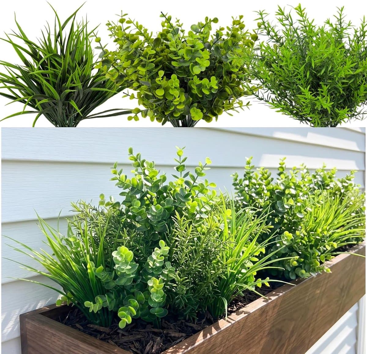 Zoals echt 18 stuks kunstplanten buiten kunstmatige balkonplanten groen kunstgrassen UV-bestendige kunstplanten voor buiten binnen tuin huis decoratie — afbeelding 1