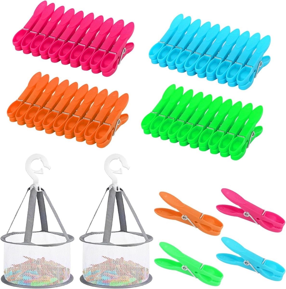 48pcs wasknijpers met mand voor waslijn - kleding - sokken — afbeelding 1
