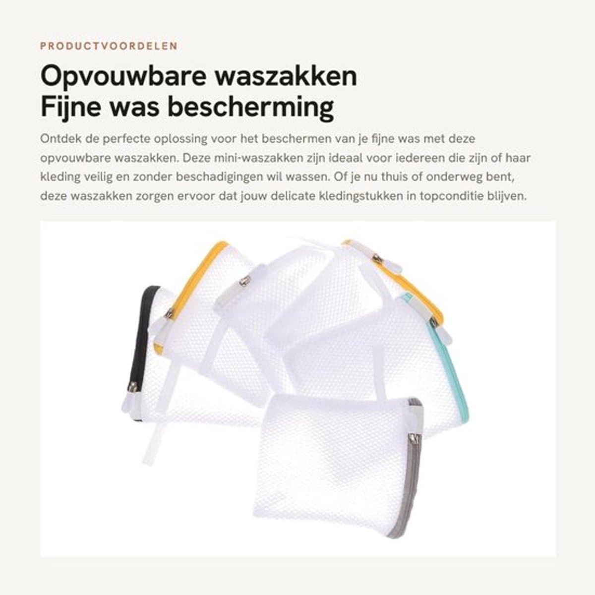Waszak 6 Stuks - Opvouwbaar - Mini Waszak - Herbruikbaar Net - Bescherming Tegen Klitten - Afmetingen 12x12 cm - Wasnet — afbeelding 1