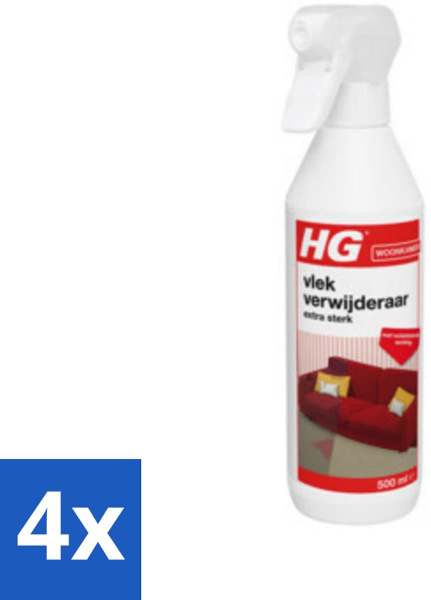 4 x HG Vlekverwijderaar Extra Sterk 500 ml - Vlekkenverwijderaar - Hardnekkige Vlekken - Tapijt Schoonmaken - Meubelstof Schoonmaken - Autobekleding Schoonmaken — afbeelding 1
