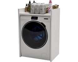 Wasmachinekast Badkamer - Opbergkast Boven - Orde Creëren - Gelamineerde Plaat - 66x97x62 cm - Wit