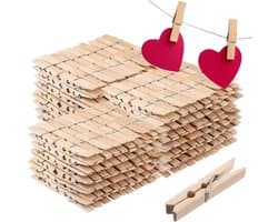 Houten wasknijpers - Kneepjes voor was - Was ophangen - Natuurlijke afwerking - 400 stuks - Natuurlijk hout