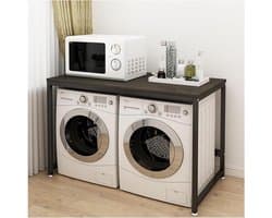 Waskast Bovenkast - Wasmachine Opbergkast - Wasmachine Opslag - Metalen Frame Houten Blad - 150 cm Breed - Donkerbruin