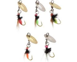 5Pcs Bionic Vliegvissen Lokt Met Spinner Voor Bass Sunfish Snoek Forel