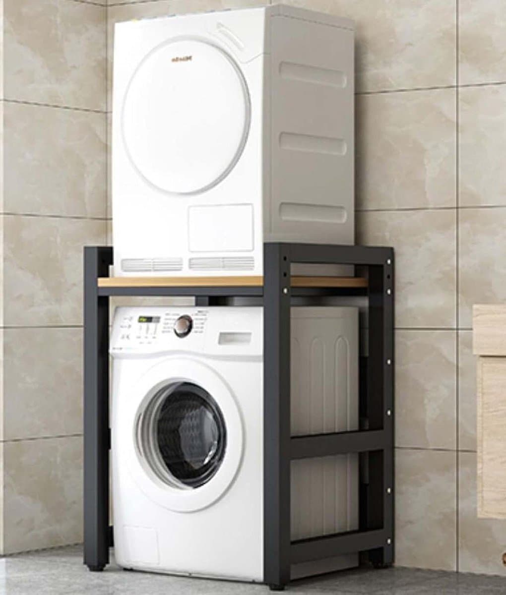 Wasmachine Kast - Opbergunit Droger - Ruimte Organiseren - Sterke Draagcapaciteit - 75x65x105 cm - Zwart — afbeelding 1
