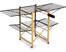 Vitapur Wasrek - Droogrek - Kledingrek - Droogrekken - Wasrek Inklapbaar - Inklapbaar Droogrek - 21 meter drooglengte - Verrijdbaar - Houtlook - Zwart