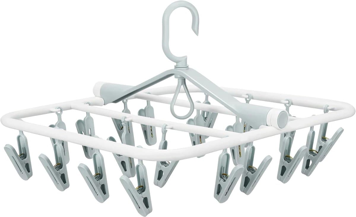 Droogbeugel voor Kleding - Kunststof, Roestvrij - 20 Clips — afbeelding 1