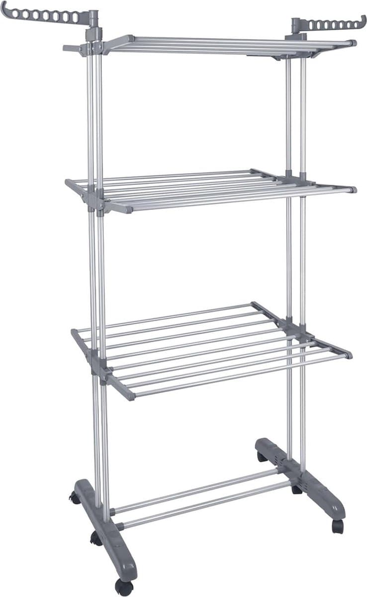 Inklapbaar Droogrek Tower - Mobiel Wastoren van Roestvrijstaal met 6 Vleugels - 75 x 64 x 170 cm — afbeelding 1