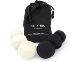 STEAMRS - 6x Wasdrogerballen - 100% Schapenwol - Verkort droogtijd - Zachtere & Kreukloze was