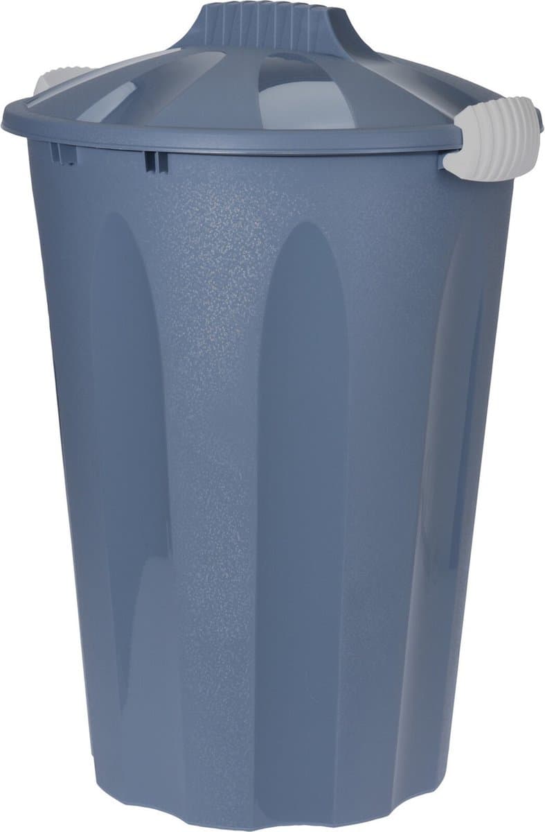 Bellatio Wasmand - kunststof - blauw - deksel - 40 liter - Wasmanden/wasgoedmanden - Huishouden — afbeelding 1