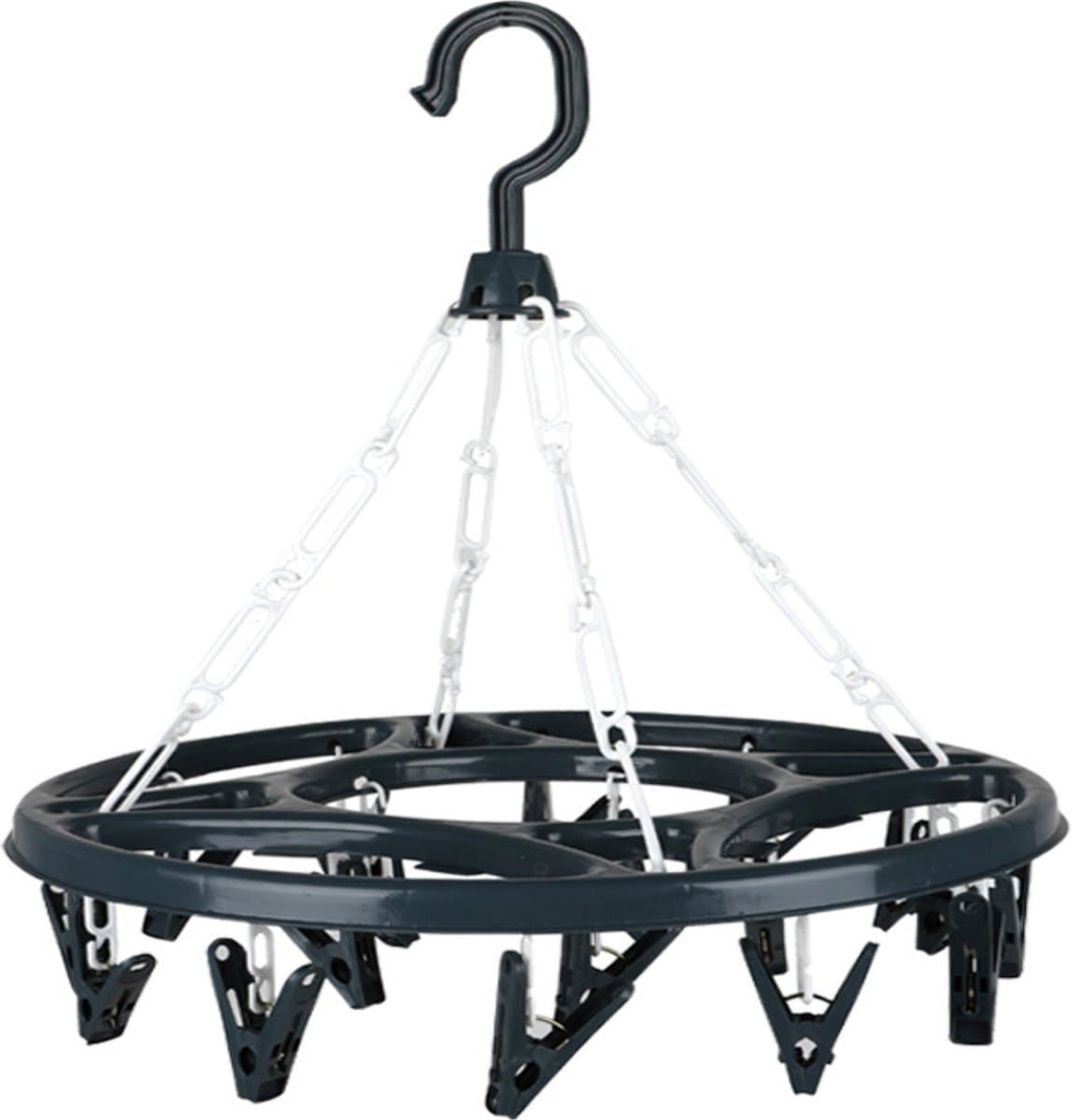 Urban Living Wasgoed droogcarrousel/droogmolen - 18 clips/knijpers - antraciet - kunststof - 32 cm — afbeelding 1