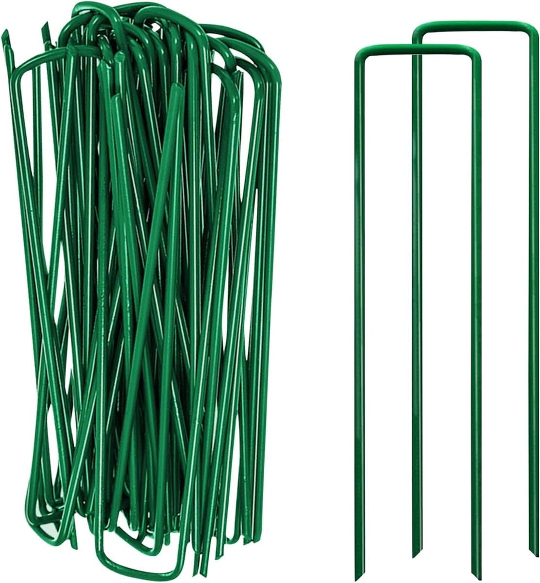 U-vormige grondankers van roestvrij staal - 100 stuks premium anti-roest tuinpalen voor onkruiddoek, hekwerk en kamperen — afbeelding 1