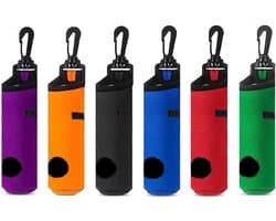 Compacte Waszak voor Golfballen - 6 Stuks Waterdichte Schoonmaakzakken voor Golfballen, Inclusief Clip en Opbergpouch voor Golfaccessoires, Ideaal voor Spelers en Cadeaus