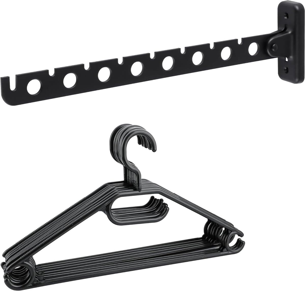 BSS® Wanddroogrek Inklapbaar – Wanddroger met 8 Kledinghangers – 180° Draaibaar en Opvouwbaar Droogrek van RVS – Wandkledingrek voor Balkon en Wasruimte — afbeelding 1