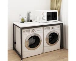 Wasmachine Opbergrek - Droger Standaard - Ruimte Organiseren - Dubbele Kast - 128x60x99 cm - Wit