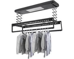 Elektrisch Droogrek - Hangende Wasdroger Plafond - Was Drogen - Met Afstandsbediening - 125 x 31 x 7 cm - Zwart