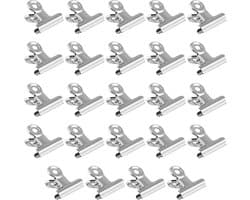 24 Stuks - Knijpers - Metalen Bulldog Klemmen - 30mm - Zilver - Bulldog Clip - Sterke Papierklemmen - Mini Foto Clips - Ophangbaar Clip - Fotoclips - Voor Wandrekken, Wanddecoratie, Thuis en Kantoor — afbeelding 1