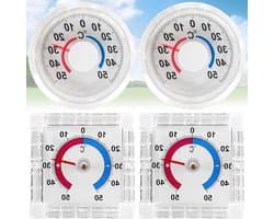 Set van 4 Zelfklevende Venster- en Deurthermometers voor Buiten, Transparante Analoge Thermometer, Weerbestendige Temperatuurmeter