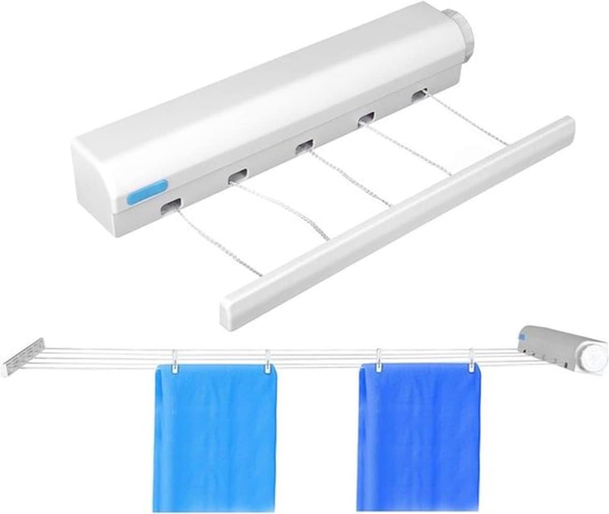 Intrekbare Waslijn - Kleding Drogen - Ruimtebesparend - Telescopische - Wandgemonteerde - Flexibele - Wasdroger - Geschikt voor Indoor Outdoor - Massief Plastic - Thuis Drogen van Wasgoed. — afbeelding 1