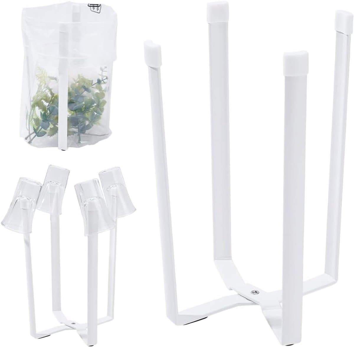 Vouwbaar en multifunctioneel droogrek voor waterflessen en bekers - Ideaal voor keukenopslag en organisatie van plastic zakken en afvalzakken — afbeelding 1