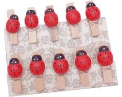 Houten Clips - Mini Knijpers - Decoratie Foto's - Natuurlijk Hout - 3.5 cm - Gekleurd