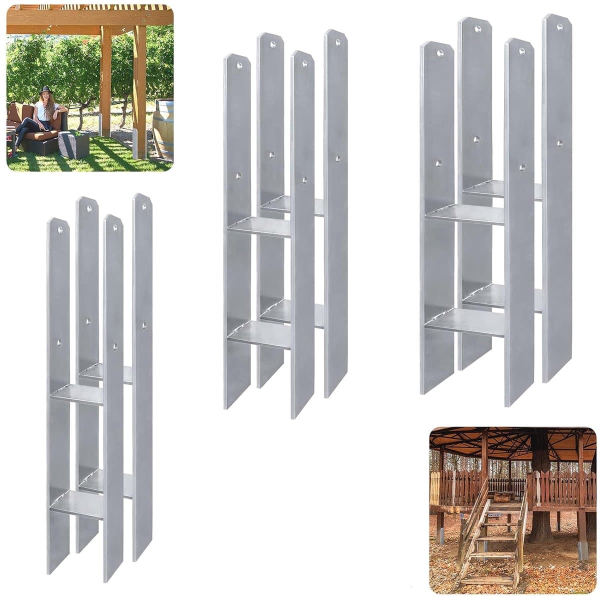 Paaldrager H-anker - Houtverbinder Betonanker - Zware Houtconstructies - Thermisch Verzinkt Staal - 600mm Hoog 81mm Breed - Metaal — afbeelding 1