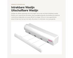 Dailygoods- Waslijn Uittrekbaar Tot 3,75 m - Wanddroogrek - Intrekbare Waslijn - Duurzaam - Eenvoudig Te Installeren - Vergrendelingsmechanisme - Drooglijn